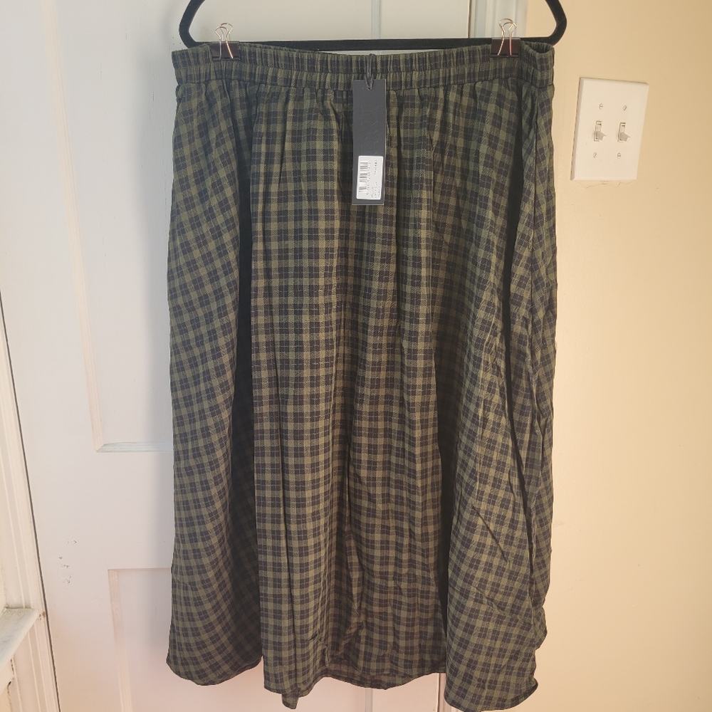 Disturbia Green Plaid Midi Skirt